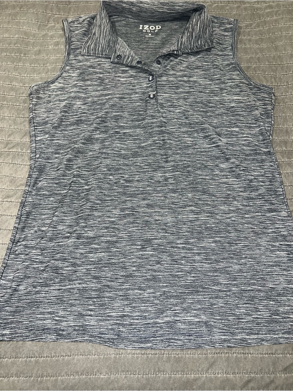 Izod Women’s Heathered Navy Sleeveless Polo Tank